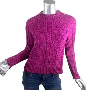 Gap Women’s XS Pink Purple Pullover Sweater Crew Neck Cable Knit Magenta.